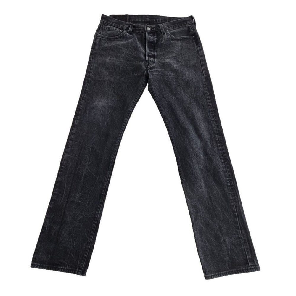 Levi's 501 Jeans Men's 34x34 Black Button-Fly Straight Leg Classic Denimcore EUC